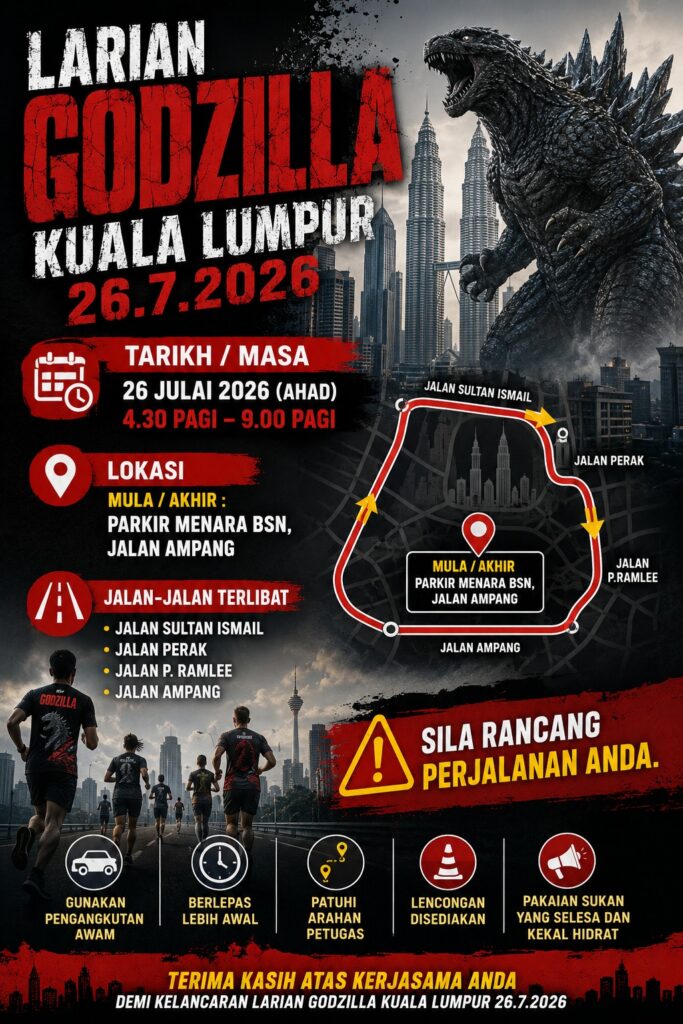 Larian Godzilla Kuala Lumpur 26.7.2026
